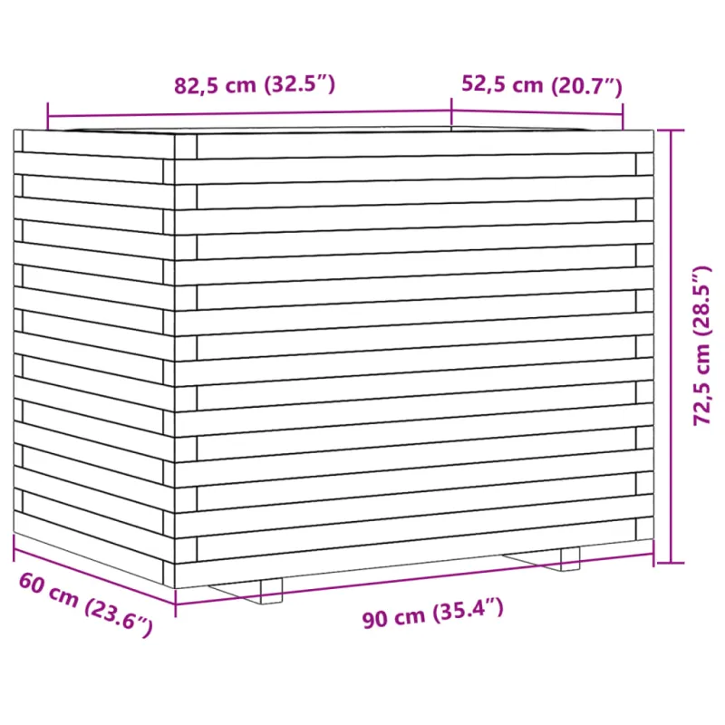 Sodo lovelis, 90x60x72,5cm, impregnuota pušies mediena