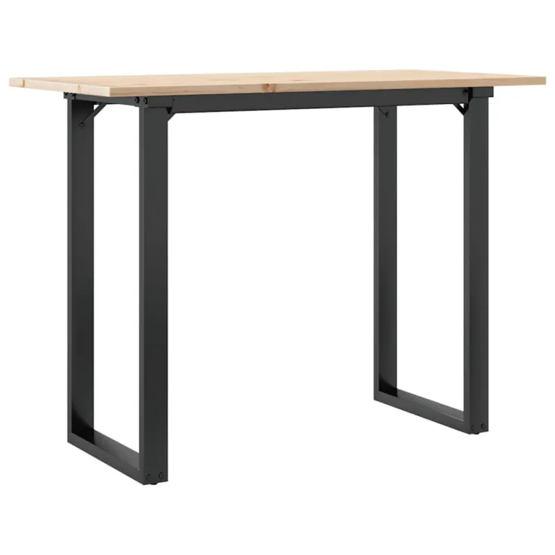 Valgomojo stalas, 100x50x75cm, pušis ir plieninis, O formos rėmas