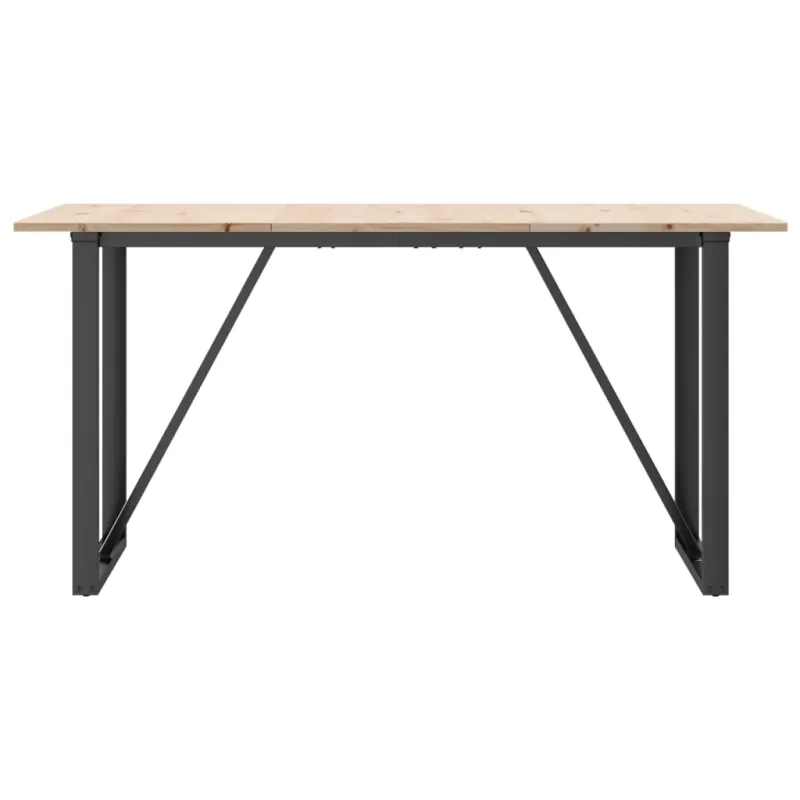 Valgomojo stalas, 160x80x75cm, pušis ir plieninis, O formos rėmas