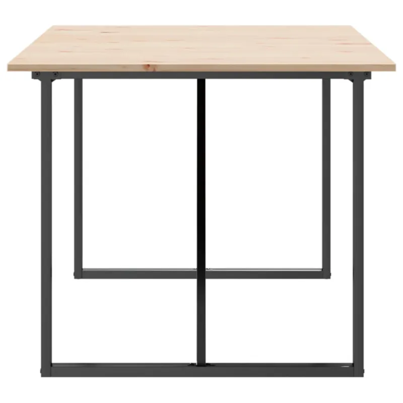 Valgomojo stalas, 180x90x75cm, pušis ir plieninis, O formos rėmas