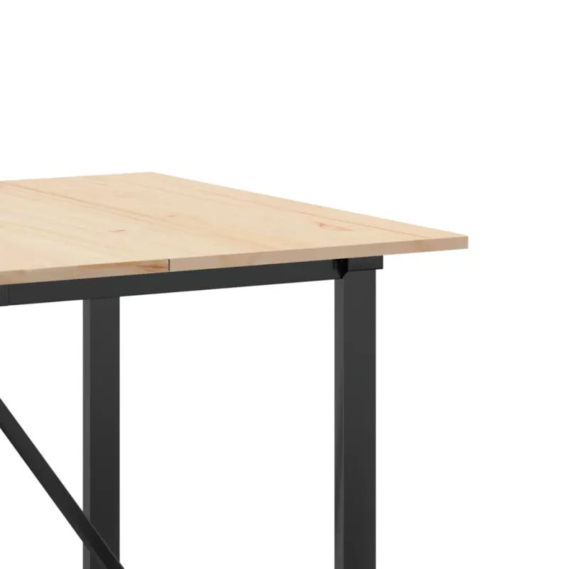 Valgomojo stalas, 180x90x75cm, pušis ir plieninis, O formos rėmas