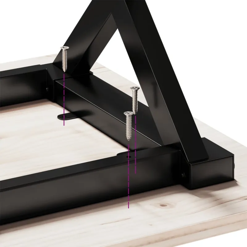 Valgomojo stalas, 140x80x75cm, pušis ir plieninis, X formos rėmas