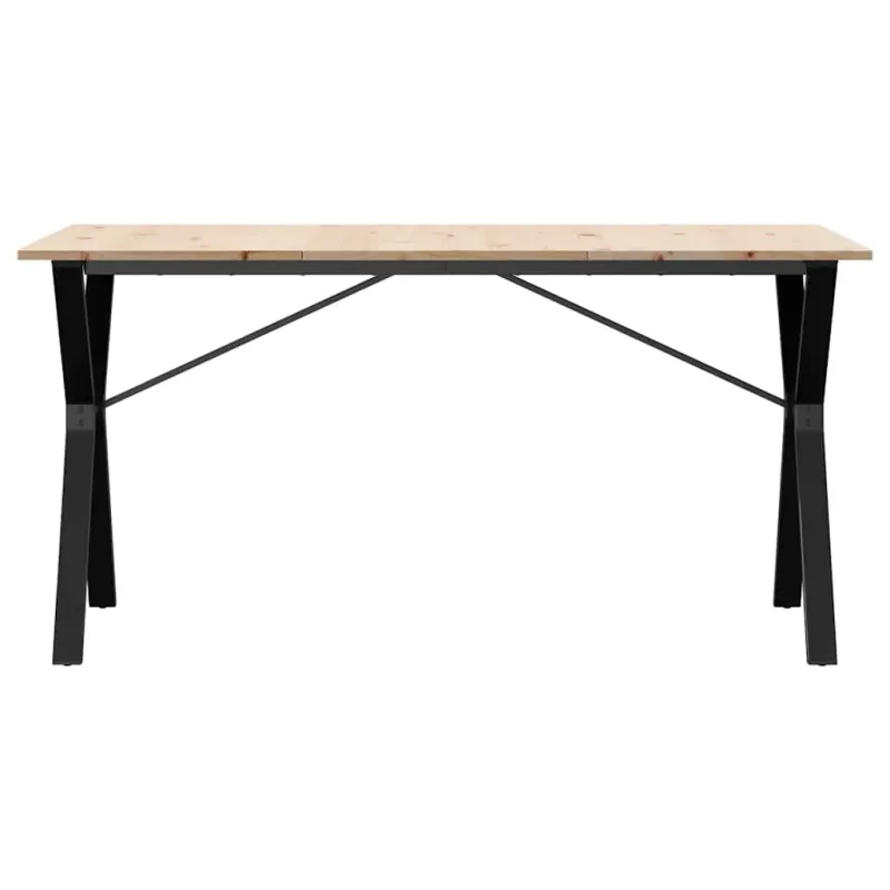 Valgomojo stalas, 140x80x75cm, pušis ir plieninis, Y formos rėmas
