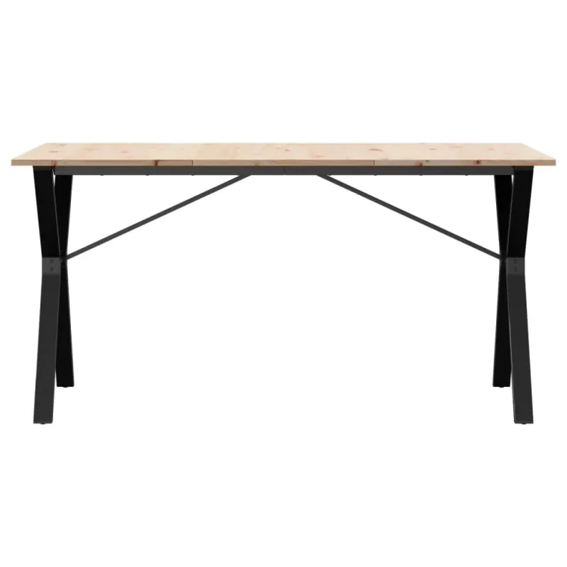 Valgomojo stalas, 160x80x75cm, pušis ir plieninis, Y formos rėmas
