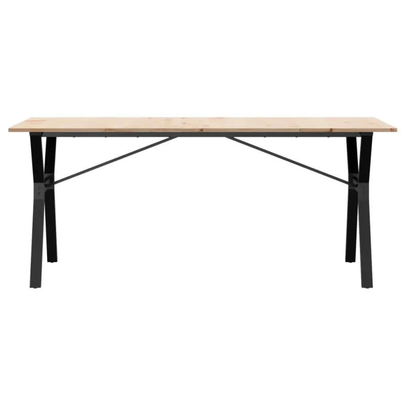 Valgomojo stalas, 180x90x75cm, pušis ir plieninis, Y formos rėmas