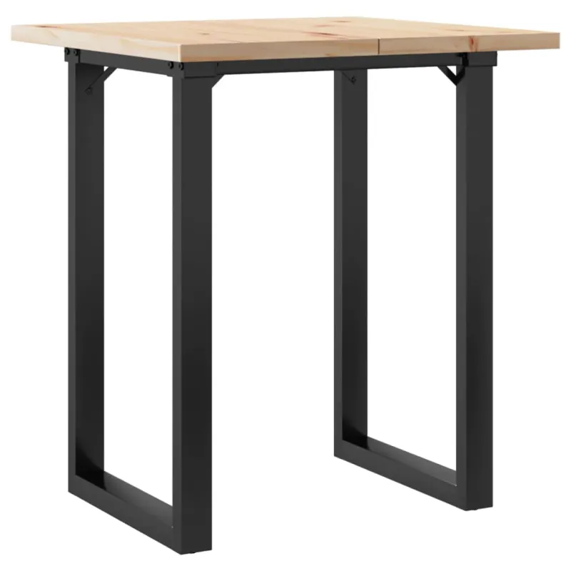 Valgomojo stalas, 70x70x75,5cm, pušis ir plieninis, O- formos rėmas
