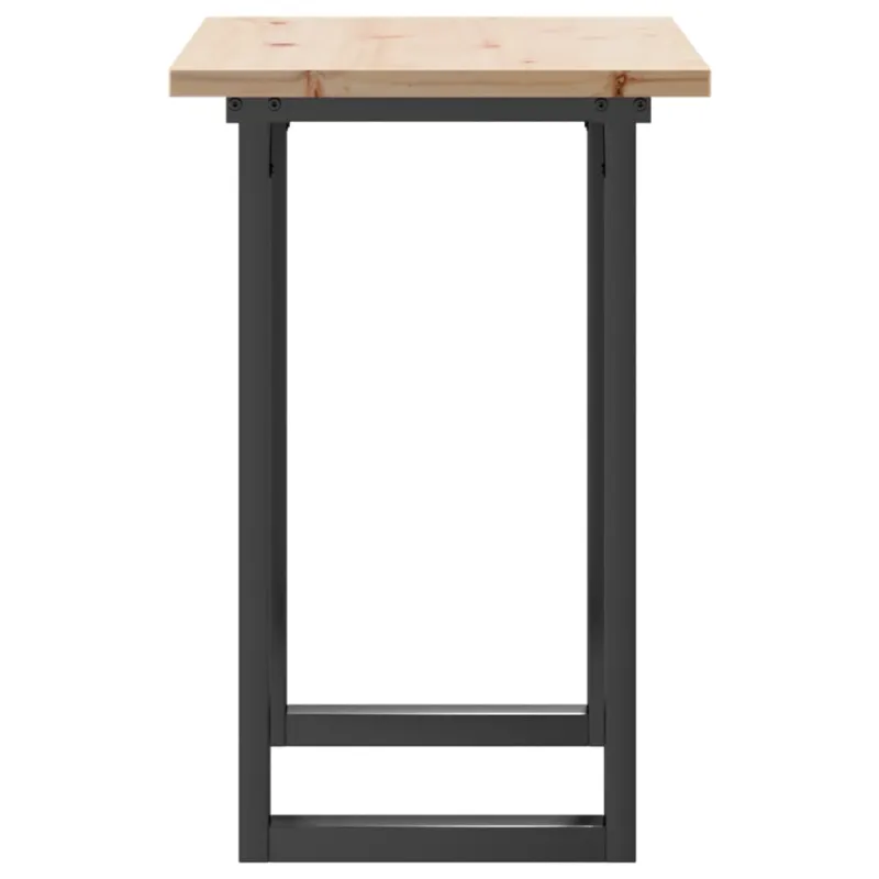 Valgomojo stalas, 80x50x75,5cm, pušis ir plieninis, O formos rėmas