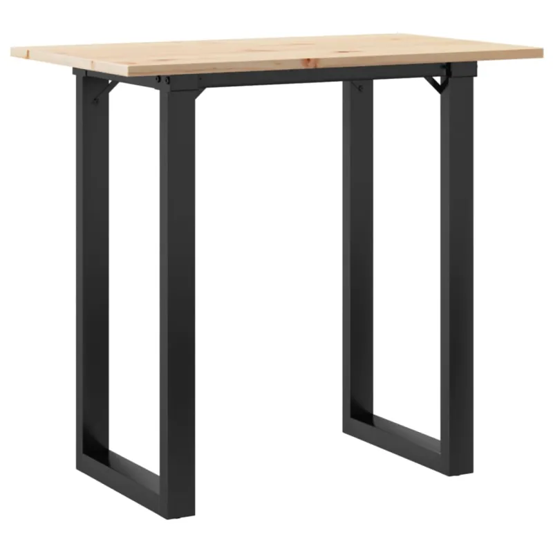 Valgomojo stalas, 80x50x75,5cm, pušis ir plieninis, O formos rėmas