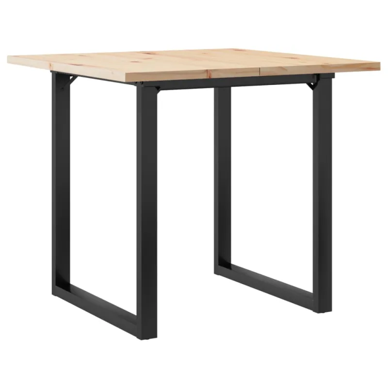 Valgomojo stalas, 80x80x75,5cm, pušis ir plieninis, O formos rėmas