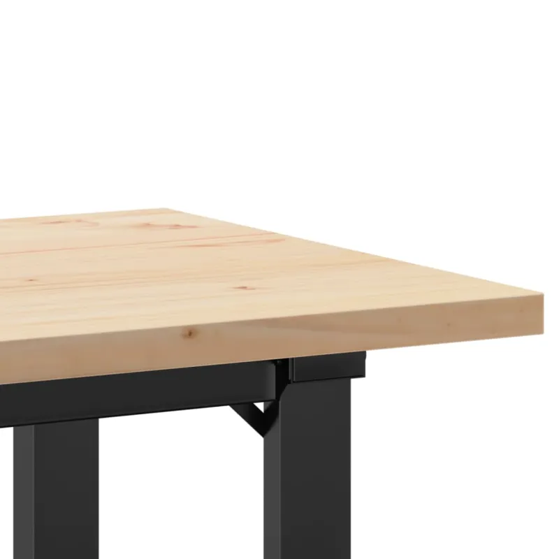 Valgomojo stalas, 100x50x75,5cm, pušis ir plieninis, O formos rėmas
