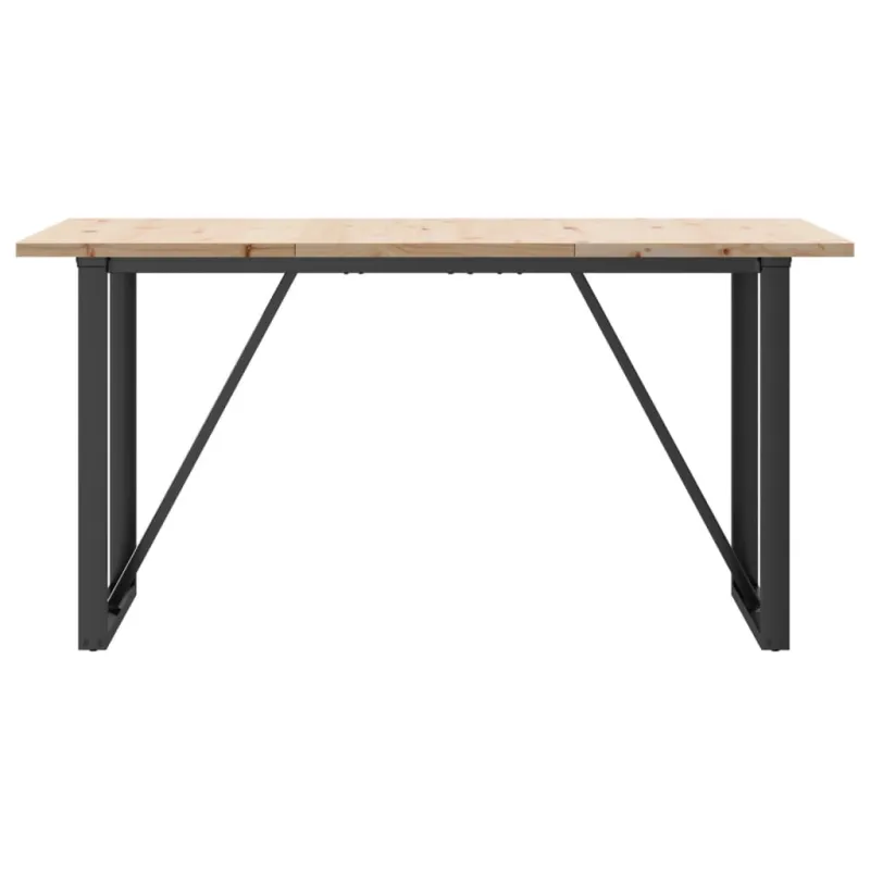Valgomojo stalas, 140x80x75,5cm, pušis ir plieninis, O formos rėmas