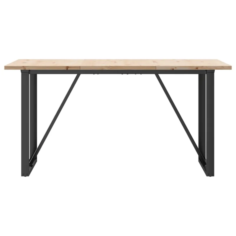 Valgomojo stalas, 160x80x75,5cm, pušis ir plieninis, O formos rėmas