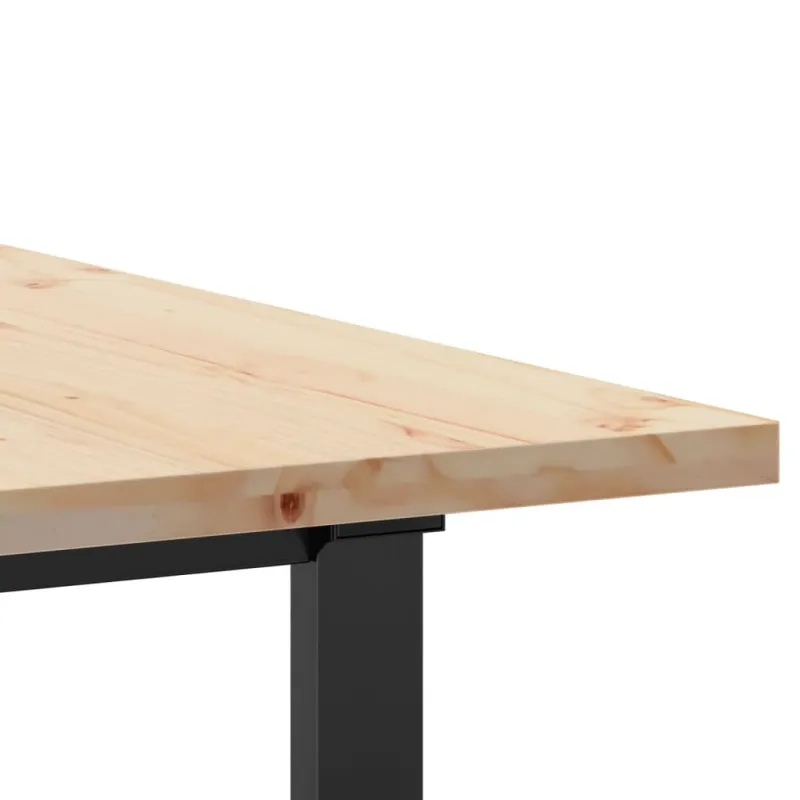 Valgomojo stalas, 160x80x75,5cm, pušis ir plieninis, O formos rėmas