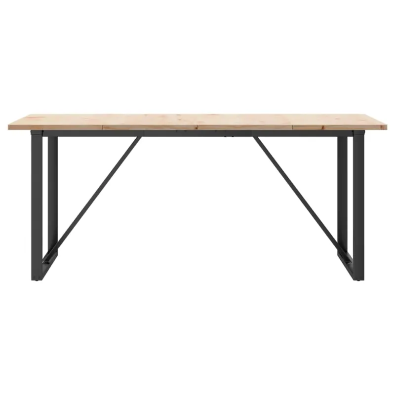 Valgomojo stalas, 180x90x75,5cm, pušis ir plieninis, O formos rėmas