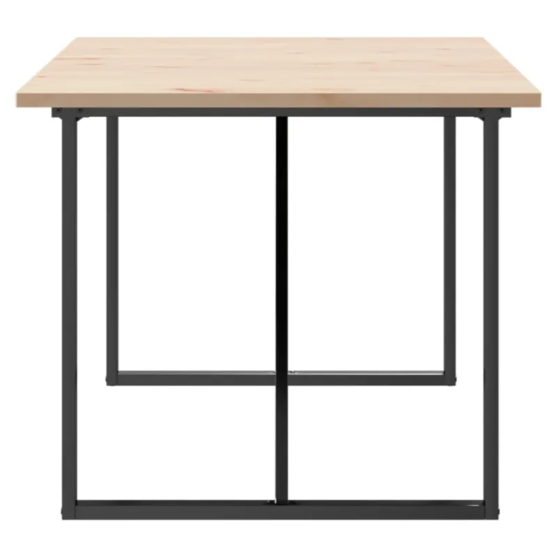Valgomojo stalas, 180x90x75,5cm, pušis ir plieninis, O formos rėmas