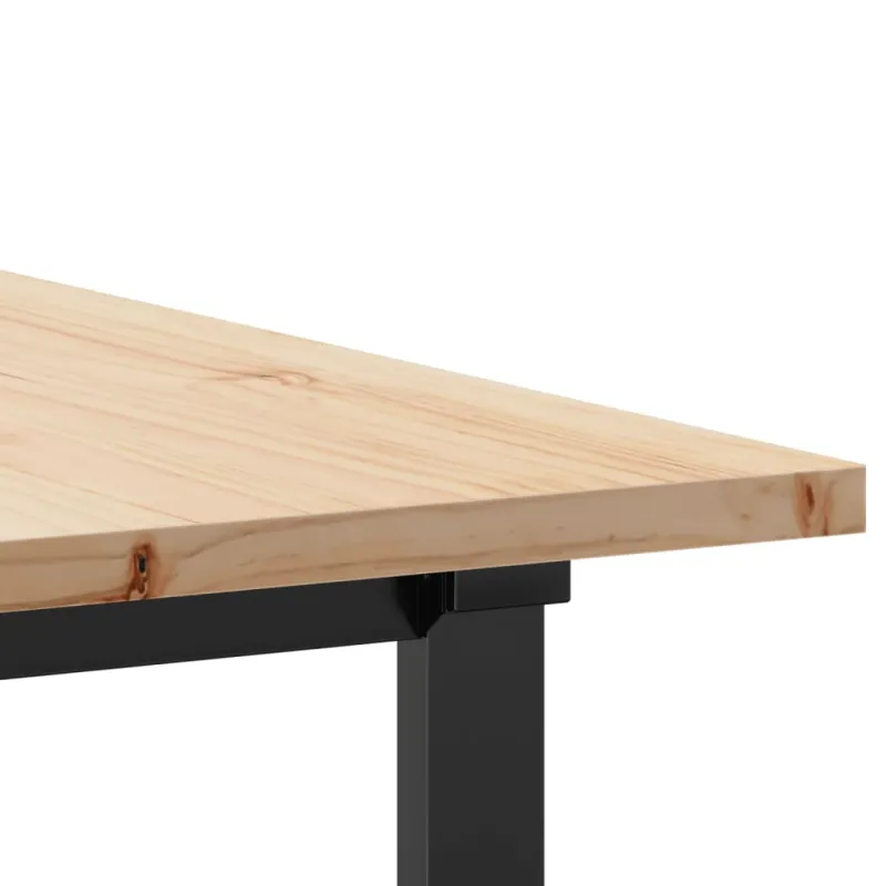 Valgomojo stalas, 180x90x75,5cm, pušis ir plieninis, O formos rėmas