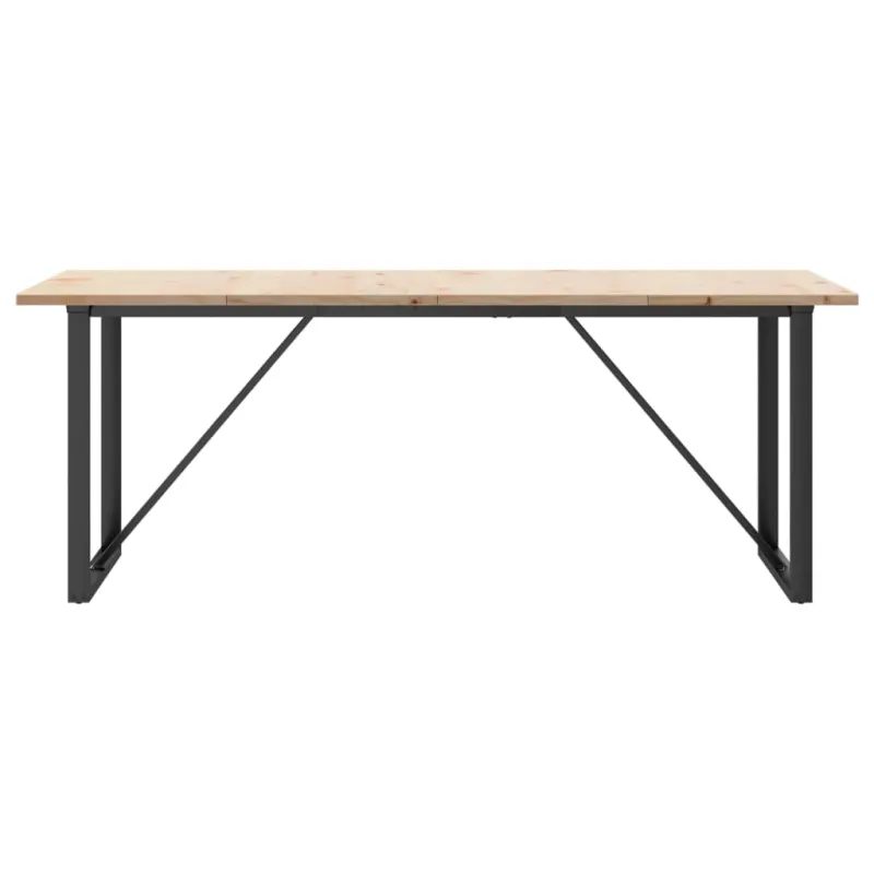 Valgomojo stalas, 200x100x75,5cm, pušis ir plieninis, O formos