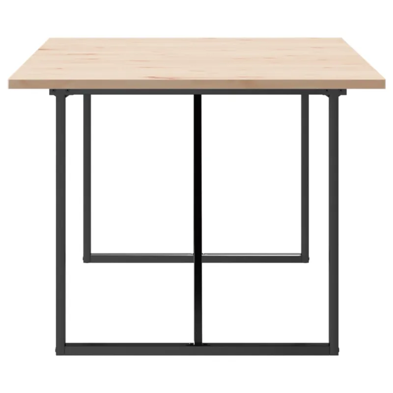 Valgomojo stalas, 200x100x75,5cm, pušis ir plieninis, O formos