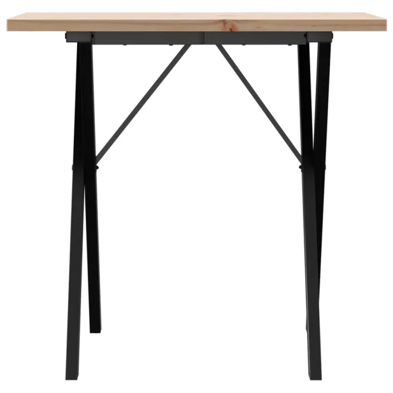 Valgomojo stalas, 80x50x75,5cm, pušis ir plieninis, X formos rėmas