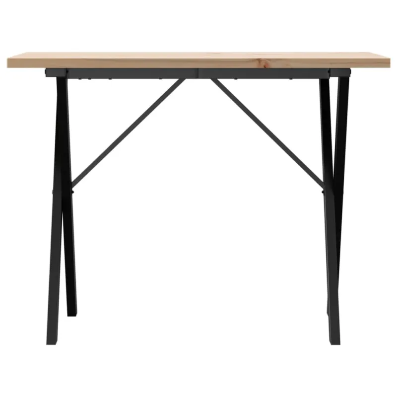 Valgomojo stalas, 100x50x75,5cm, pušis ir plieninis, X formos rėmas