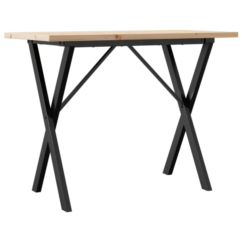 Valgomojo stalas, 100x50x75,5cm, pušis ir plieninis, X formos rėmas