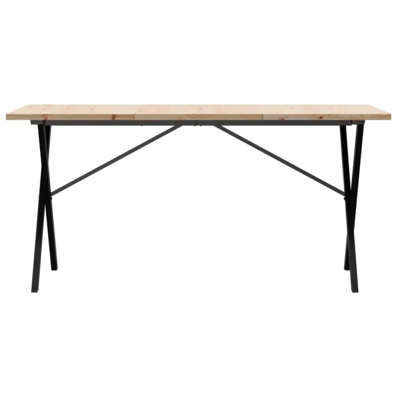 Valgomojo stalas, 160x80x75,5cm, pušis ir plieninis, X formos rėmas