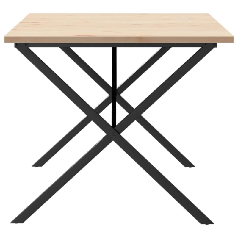 Valgomojo stalas, 180x90x75,5cm, pušis ir plieninis, X formos rėmas
