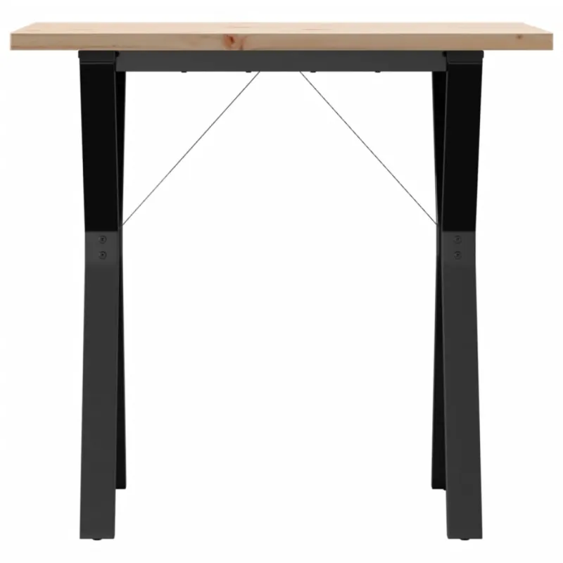 Valgomojo stalas, 80x50x75,5cm, pušis ir plieninis, Y formos rėmas