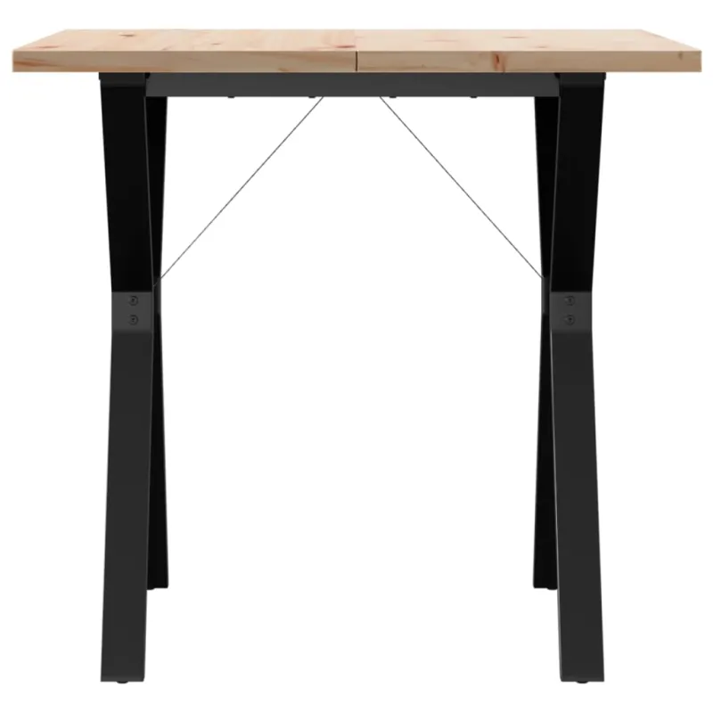 Valgomojo stalas, 80x80x75,5cm, pušis ir plieninis, Y formos rėmas