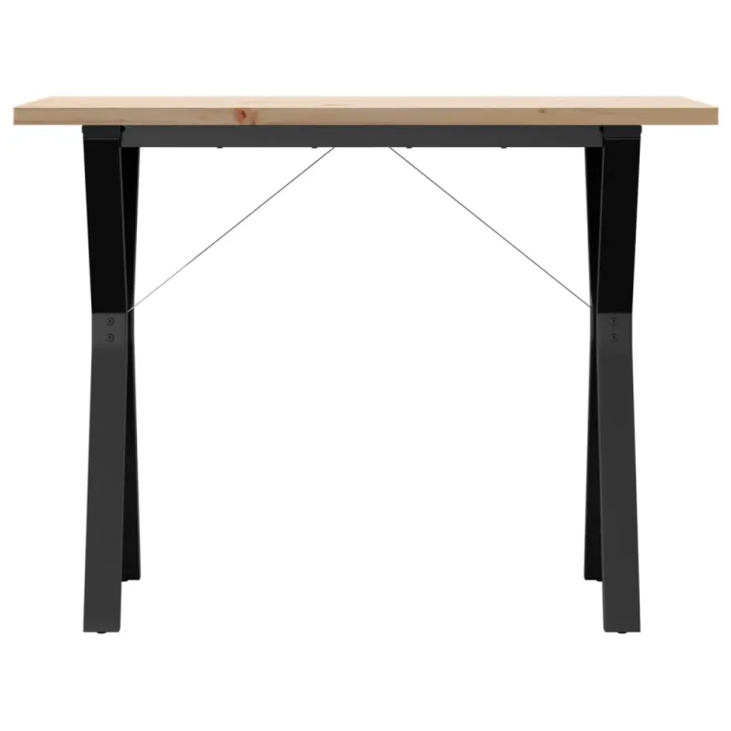 Valgomojo stalas, 100x50x75,5cm, pušis ir plieninis, Y formos rėmas
