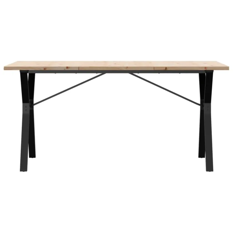 Valgomojo stalas, 160x80x75,5cm, pušis ir plieninis, Y formos rėmas