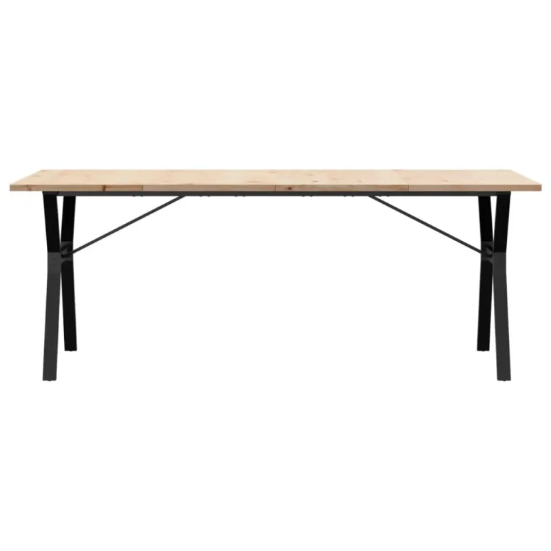 Valgomojo stalas, 200x100x75,5cm, pušis ir plieninis, Y formos