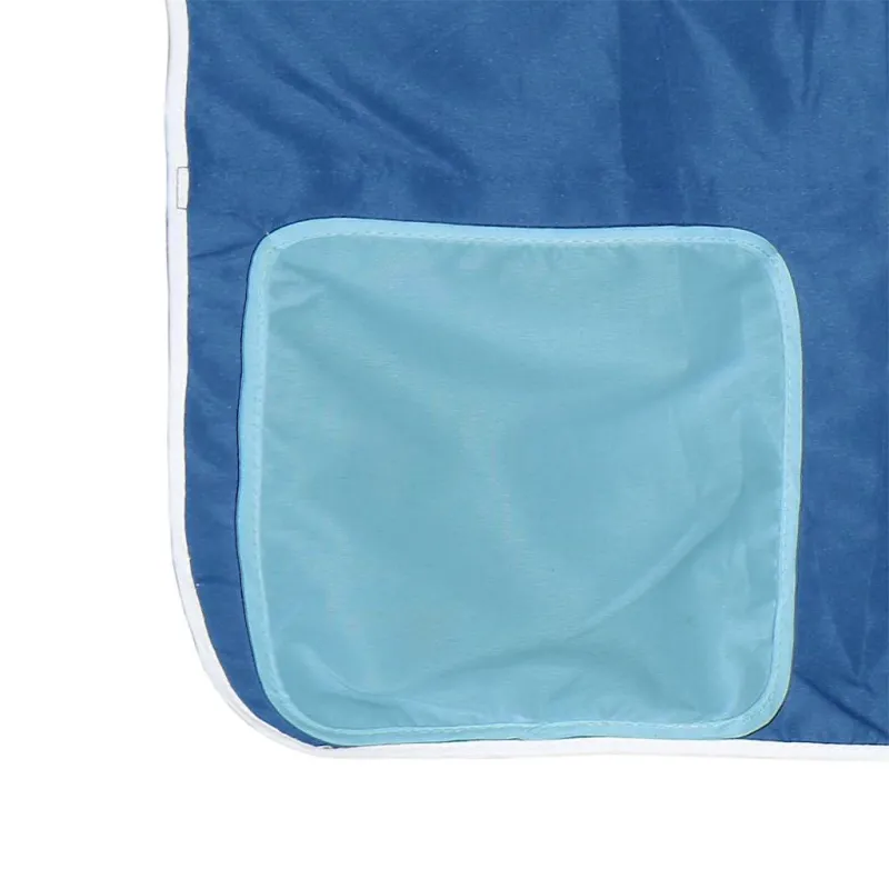 Dviaukštė lova su užuolaidomis, mėlyna, 90x200cm, pušis