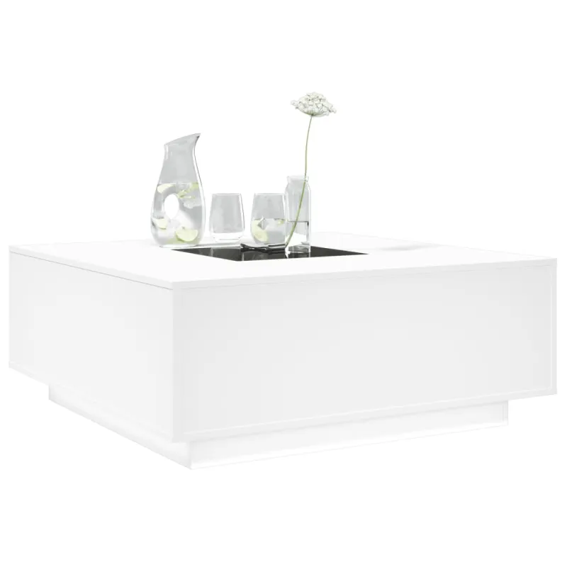 Kavos staliukas su Infinity LED, baltas, 100x100x40cm