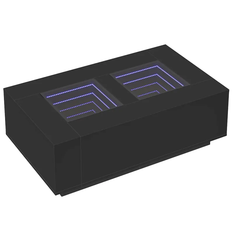 Kavos staliukas su Infinity LED, juodas, 116x69x40cm