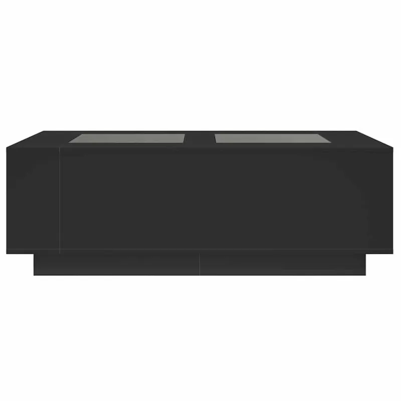 Kavos staliukas su Infinity LED, juodas, 116x69x40cm