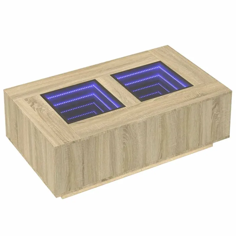Kavos staliukas su Infinity LED, ąžuolo, 116x69x40cm