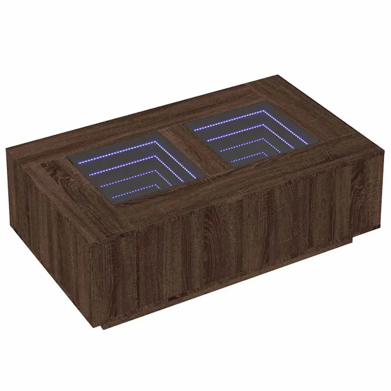 Kavos staliukas su Infinity LED, rudas ąžuolo, 116x69x40cm