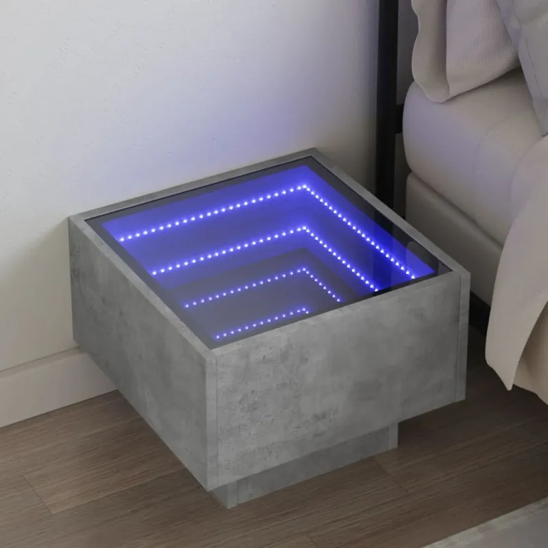 Naktinis staliukas su Infinity LED, betono, 40x40x30cm