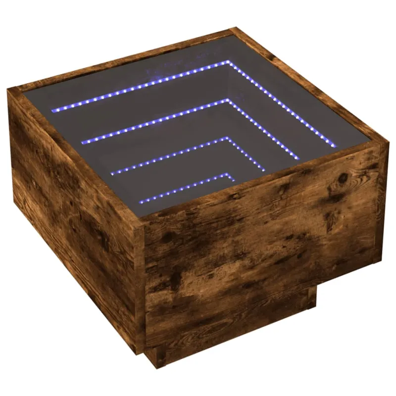 Naktinis staliukas su Infinity LED, dūminio ąžuolo, 40x40x30cm