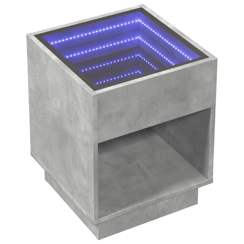 Naktinis staliukas su Infinity LED, betono, 40x40x50cm