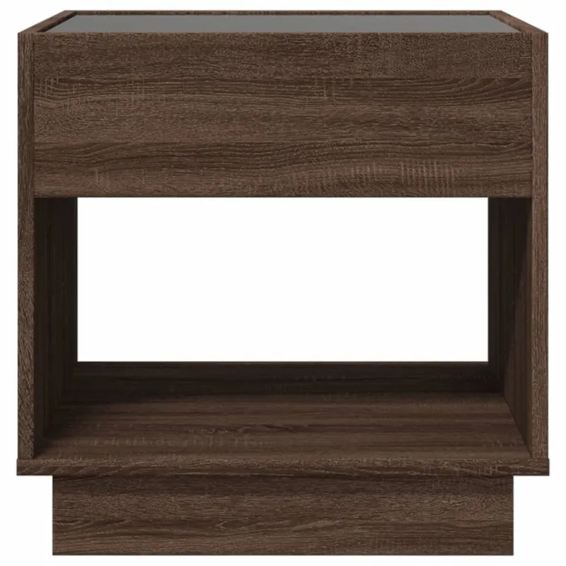 Naktinis staliukas su Infinity LED, rudas ąžuolo, 50x50x50cm