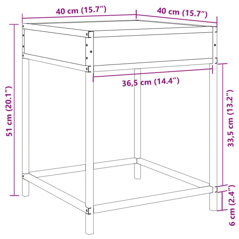Naktinis staliukas su Infinity LED, ąžuolo, 40x40x51cm