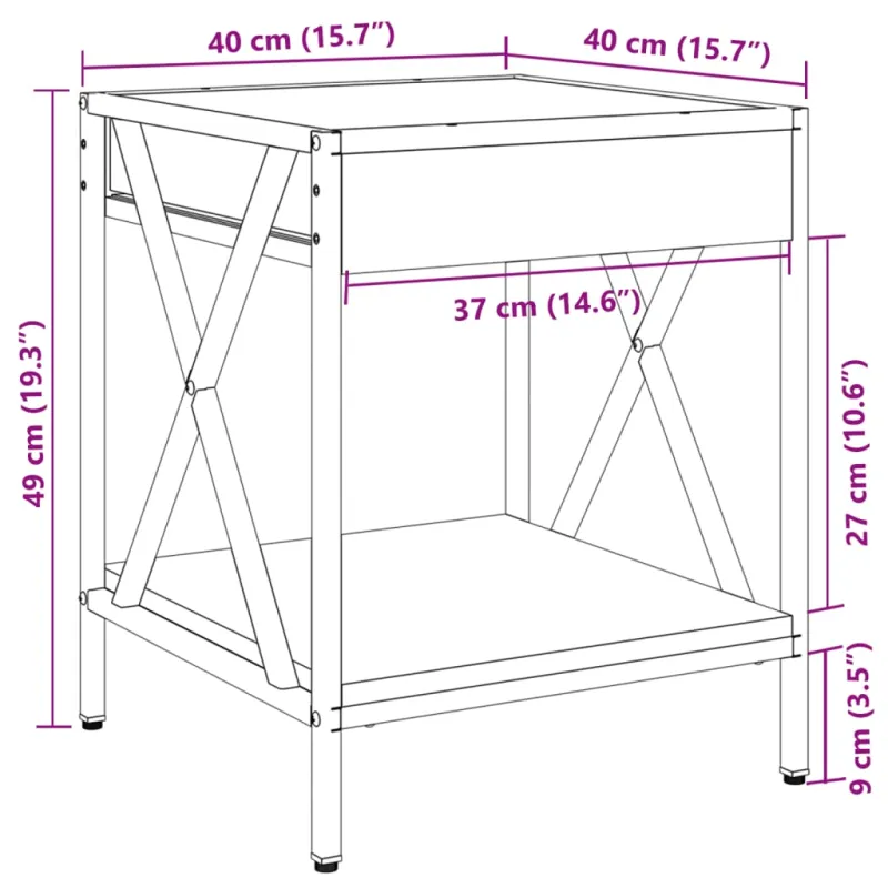 Naktinis staliukas su Infinity LED, ąžuolo, 40x40x49cm