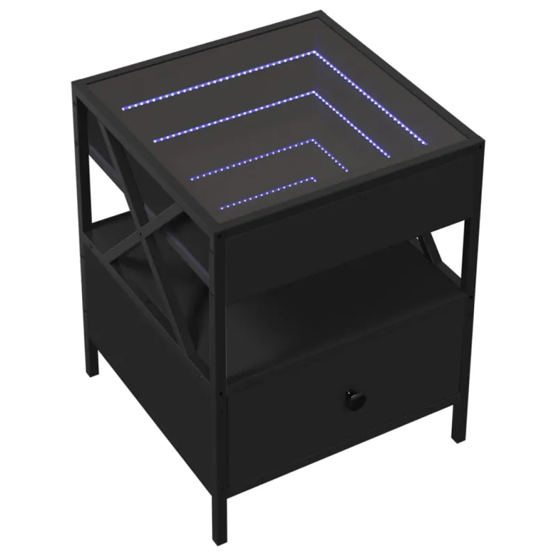 Naktinis staliukas su Infinity LED, juodas, 40x40x51cm