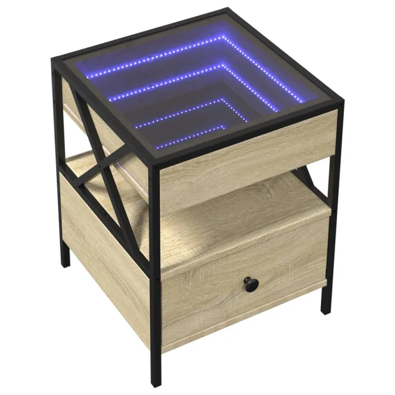 Naktinis staliukas su Infinity LED, ąžuolo, 40x40x51cm