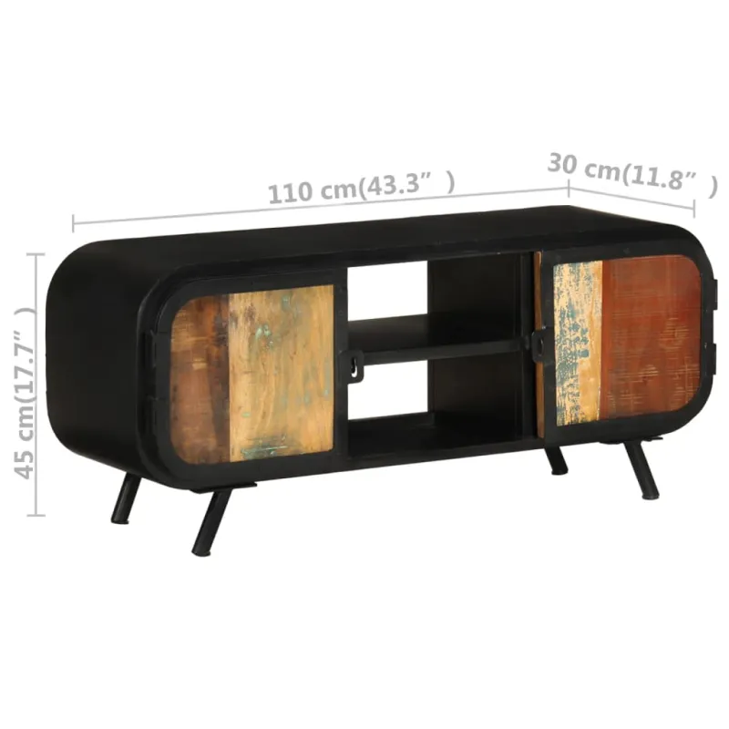 TV spintelė, 110x30x45cm, perdirbtos medienos masyvas