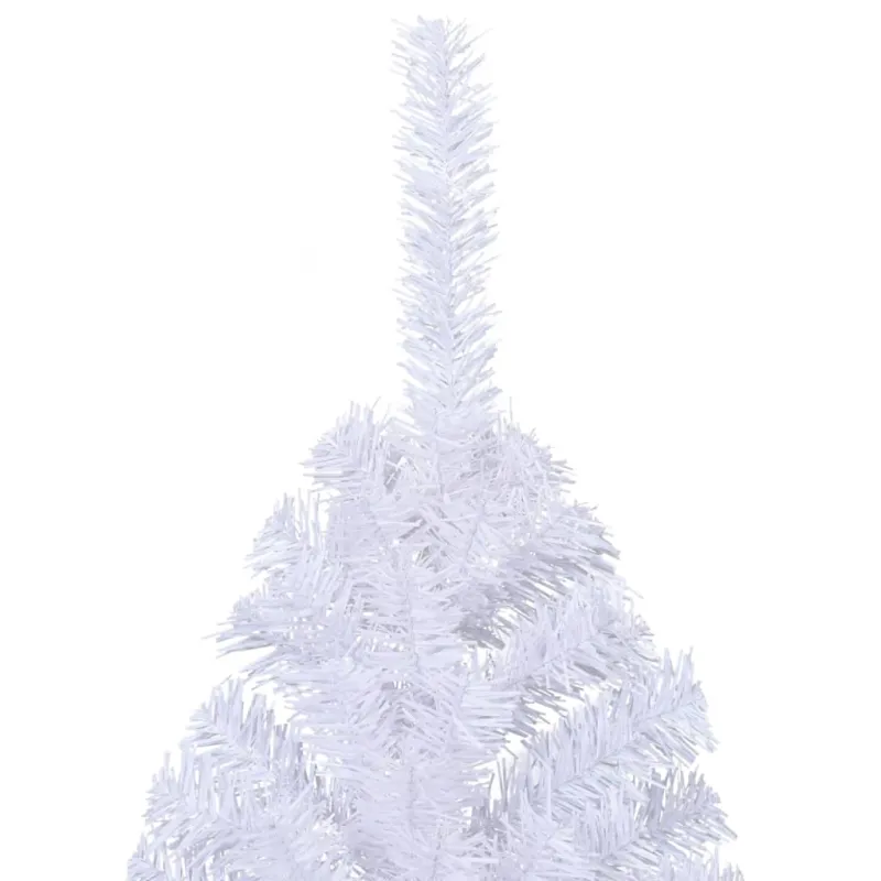 Dirbtinė pusinė Kalėdų eglutė su stovu, balta, 240cm, PVC