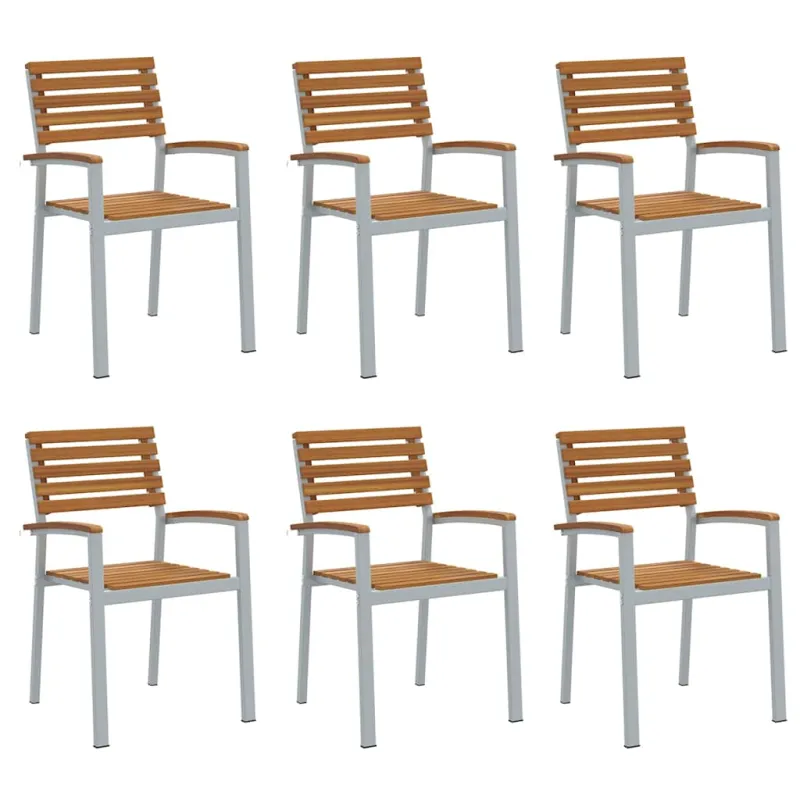 Sodo Kėdė 6 pcs Ruda 56 x 57 x 87 cm Kietos akacijos mediena
