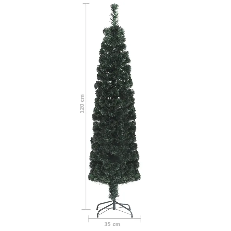 Dirbtinė siaura Kalėdų eglutė su stovu, 120cm, optinis pluoštas